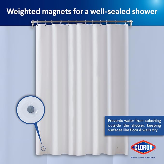 CLOROX Shower Curtain Liner, Premium Medium-Weight Durable Waterproof 6g PEVA - Image 8