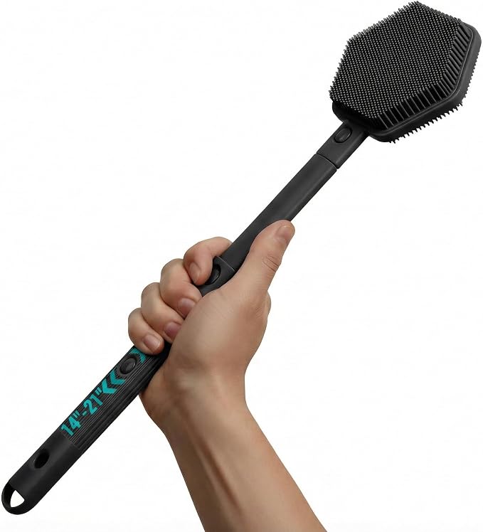 Silicone Back Scrubber for Shower – 21in Extendable Shower Brush by AIMAIAIMAI