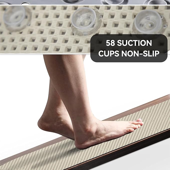 Bathtub Mat Non Slip Ivory 36” X 17” Shower Mat Soft Foam Bath Mats - Image 7