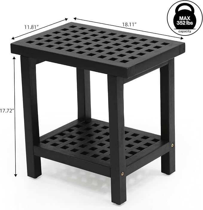 JONATHAN Y STL1003B Armin 18.1" Modern Classic Grid Slat Solid Acacia Wood - Image 3