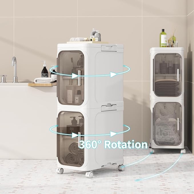KHNR 5-Tiers Slim Bathroom Storage Cabinet, Foldable Storage Cabinets, Narrow - Image 7