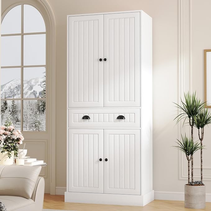 4 EVER WINNER 72" Tall Pantry Cabinet, Farmhouse Storage Cabinet - Image 7