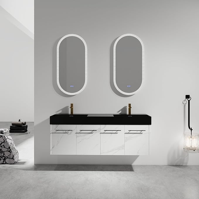 60” Wall Mounted Bathroom Vanity, Bathroom Cabinet by DOPERFE