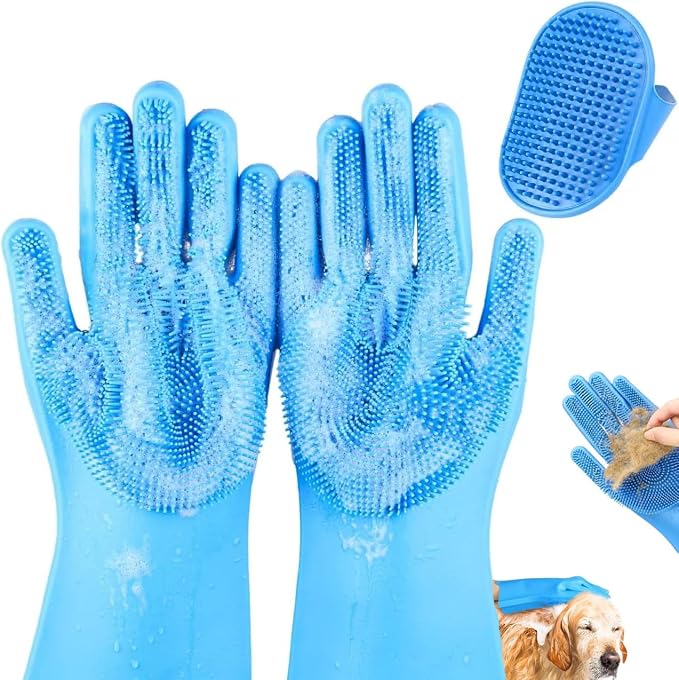 2PCS Dog Washing Gloves and Dog Bath Brush, 2-in-1 pet Shower Set | Suitable by IDQQUQQ