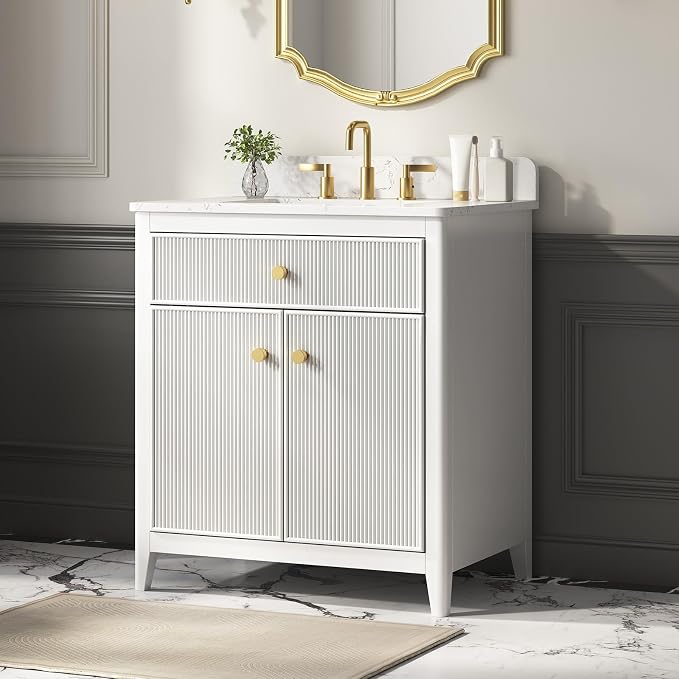 30 Inch Bathroom Vanity with Sink, Undermount Single Sink Vanity with by DELUXELIVING