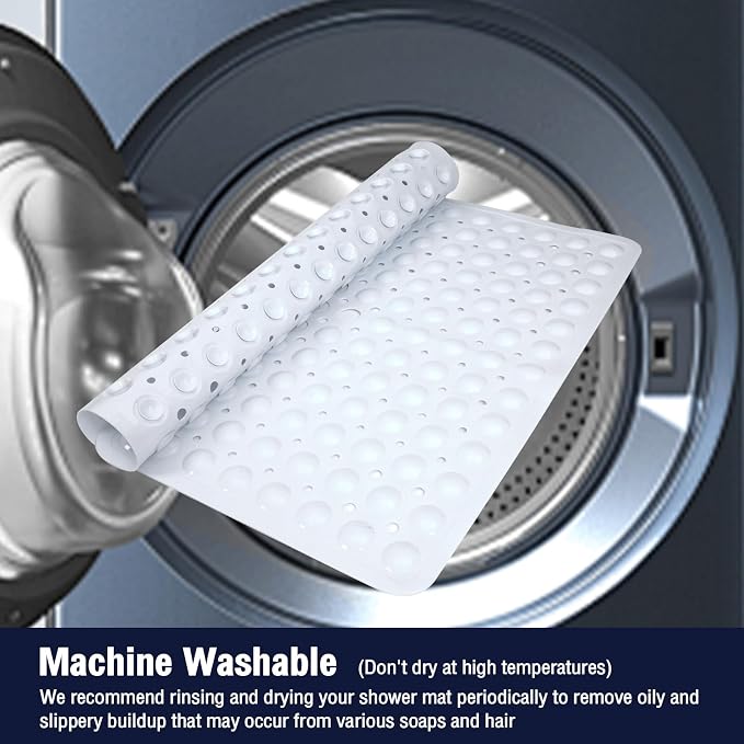White Square Shower Bathtub Mat Non Slip 21x21 Inch, Soft Bath Mat - Image 6