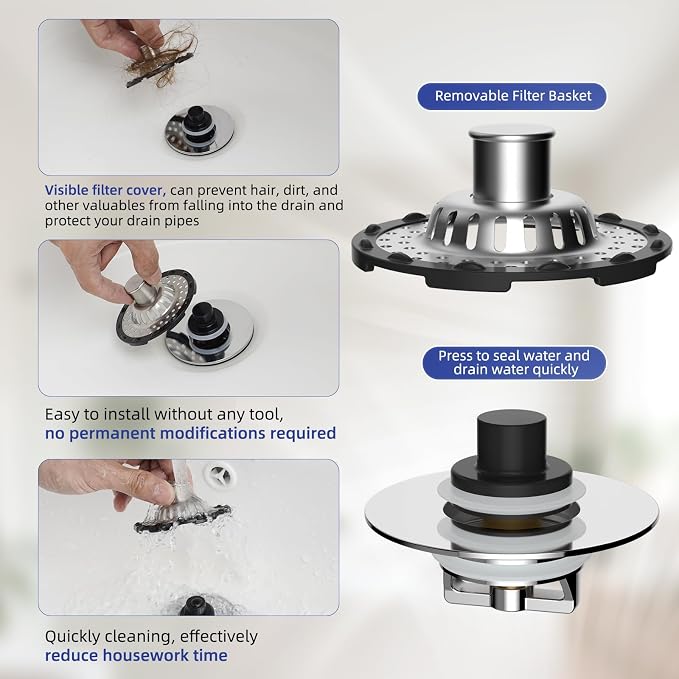 Metal 2 Pack Bathtub Drain Stopper - Image 7