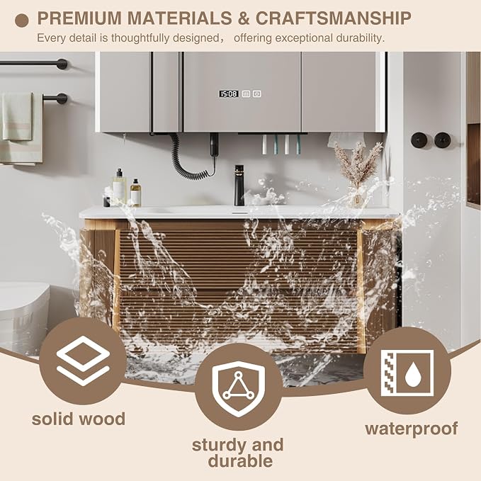 Floating Vanity for Small Bathroom, Bath Vanity Set - Image 5