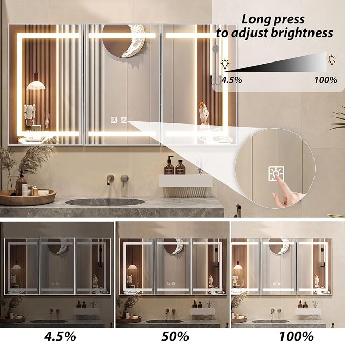 APRILSOUL 48X32 Inch Silver Bathroom Medicine Cabinet - Image 5