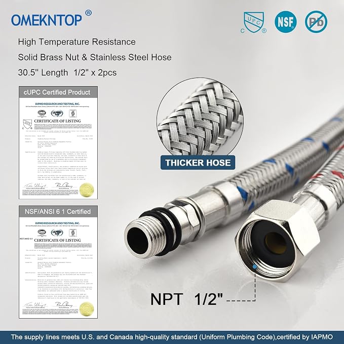 Freestanding Bathtub Faucet Floor Mount Tub Filler Brush Nickel, OMEKNTOP - Image 8