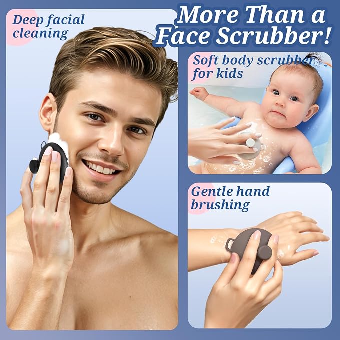 Silicone Face & Back Scrubber Set, Manual Face & Body Scrubber Exfoliator - Image 6