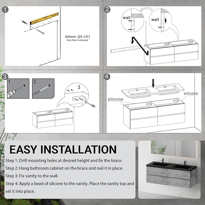 60" Floating Bathroom Vanity - Image 6