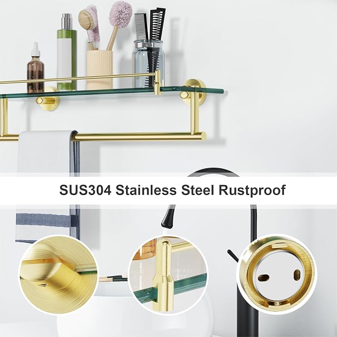 Towel Rack with Tempered Glass Shelf - Image 7