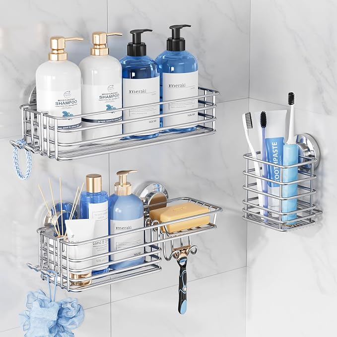 TAILI Shower Caddy Suction Cup, 3 Pack Shelves by TAILI