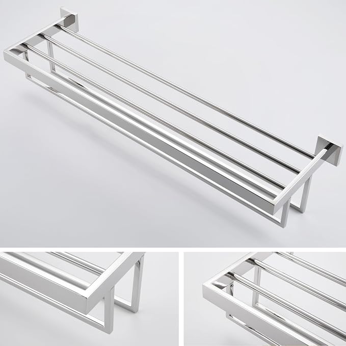 KOKOSIRI 32'' Bathroom Towel Shelf Chrome Towel Rack - Image 5