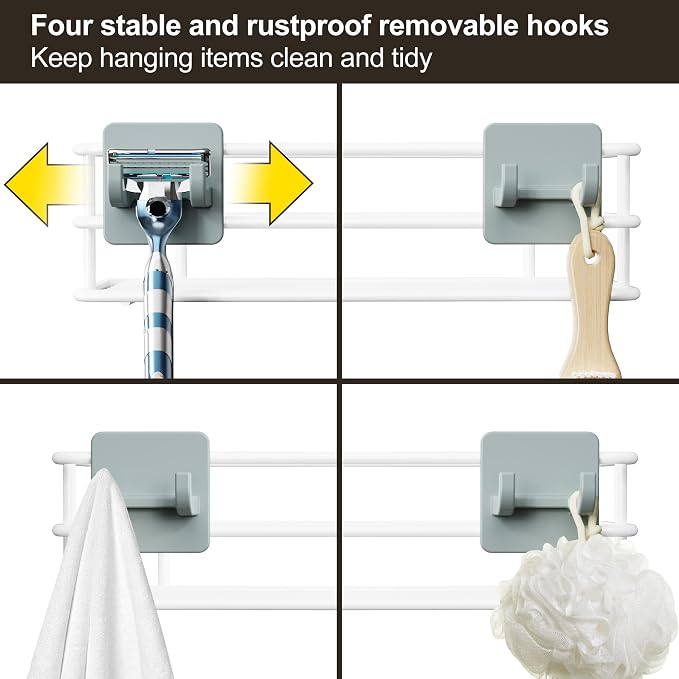 Orimade 4 Tier Adjustable Anti-slip Shower Caddy Over Shower Head, Rustproof - Image 7