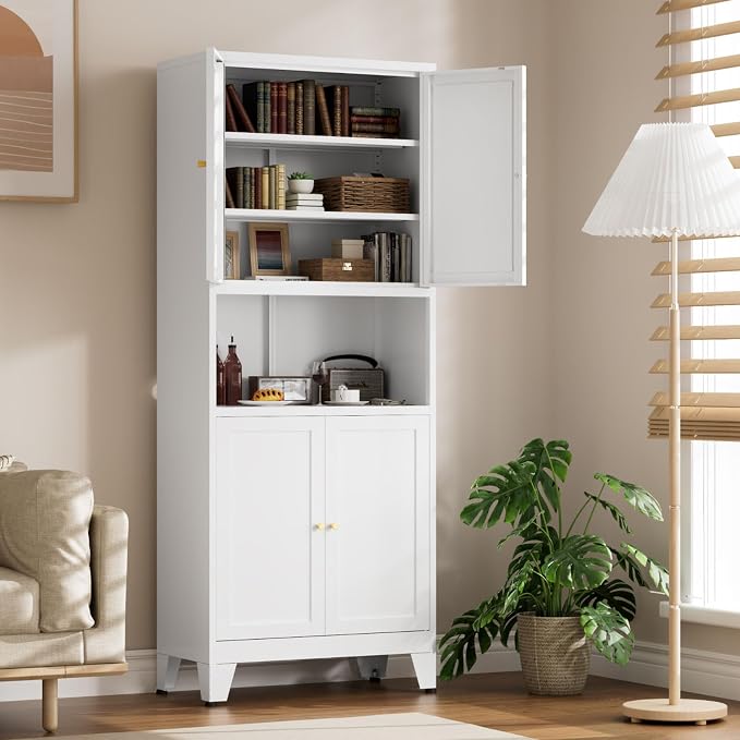 Metal Kitchen Pantry Cabinet, Freestanding Cupboards - Image 5