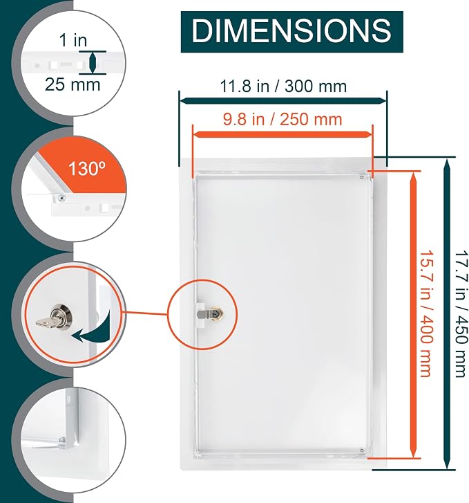 10" x 16" Lockable White Metal Access Panel - Image 2