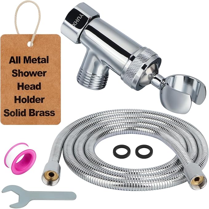 YUHX All Metal Shower Head Holder and Hose Stainless Steel Extra Long 6 ft by Unknown