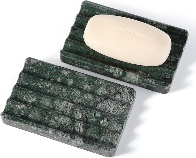 2PCS Koville Indian Natural Green Marble Soap Dish by Koville