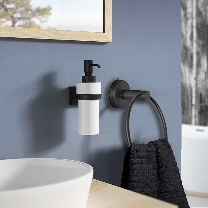 DGYB Suction Cup Towel Ring Matte Black Hand Towel Holder - Image 2