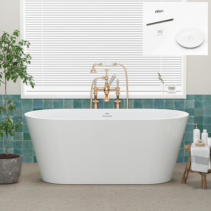 FerdY 59" Shangri-La Elite, Acrylic Freestanding Bathtub, Modern & Contemporary by FerdY