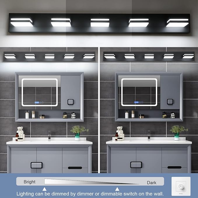 SineRise LED Modern Bathroom Vanity Light Fixtures, Matte Black Modern Acrylic - Image 3