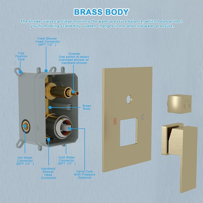 Lordear Rain Shower System Wall Mounted Shower Faucet Set - Image 6
