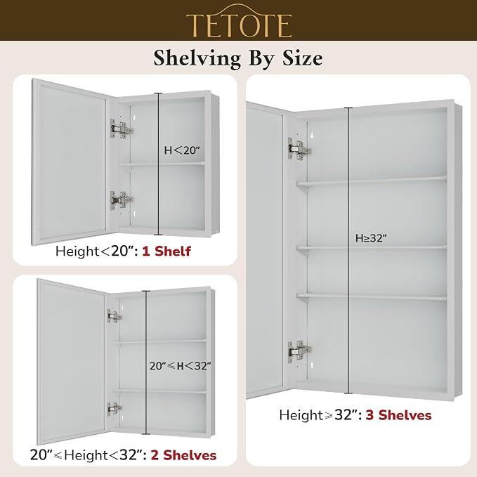 TETOTE 20 x 28 Bathroom Mirror Cabinet - Image 8