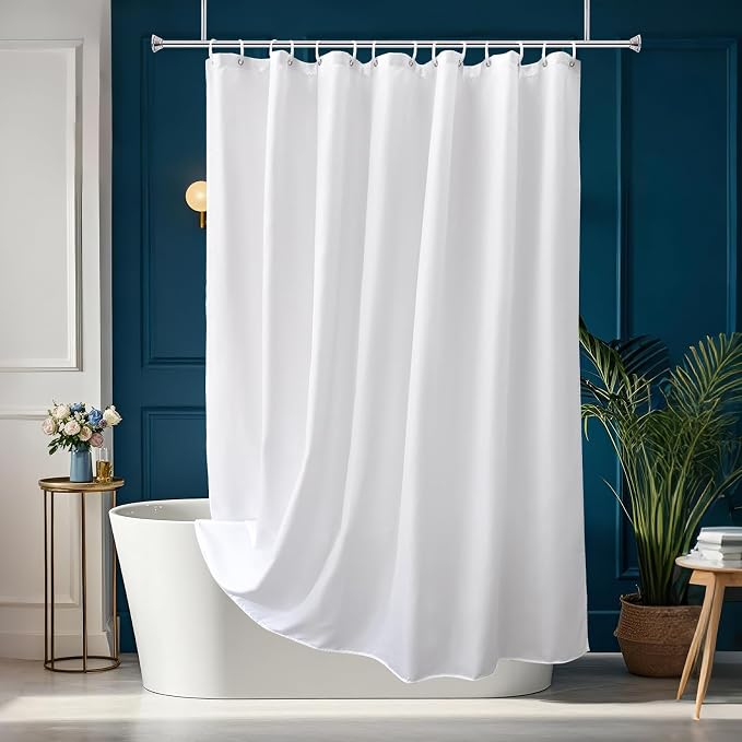 AooHome White Stall Size Bathroom Curtain - Image 2