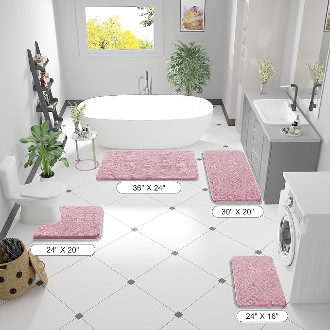 OLANLY Bathroom Rugs 36x24, Extra Soft Absorbent Chenille Bath Rugs, Rubber - Image 8