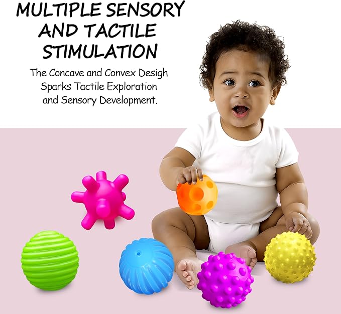 Baby Textured Multi Sensory Toys Massage Ball Gift Set BPA Free - Image 4