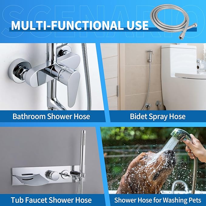 79 Inch Extra Long Stainless Steel Shower Hose - Image 7