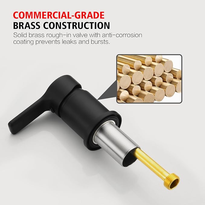 SUMERAIN Matte Black Roman Tub Faucet 3 Holes Deck Mount Bathtub Faucet - Image 6
