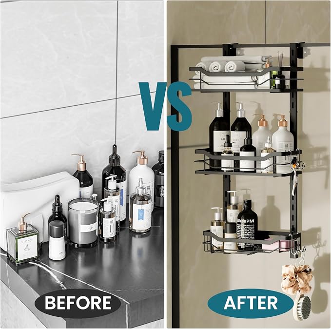 TAILI Hanging Shower Caddy Over The Door Adjustable Hanging Organizer Rack - Image 7