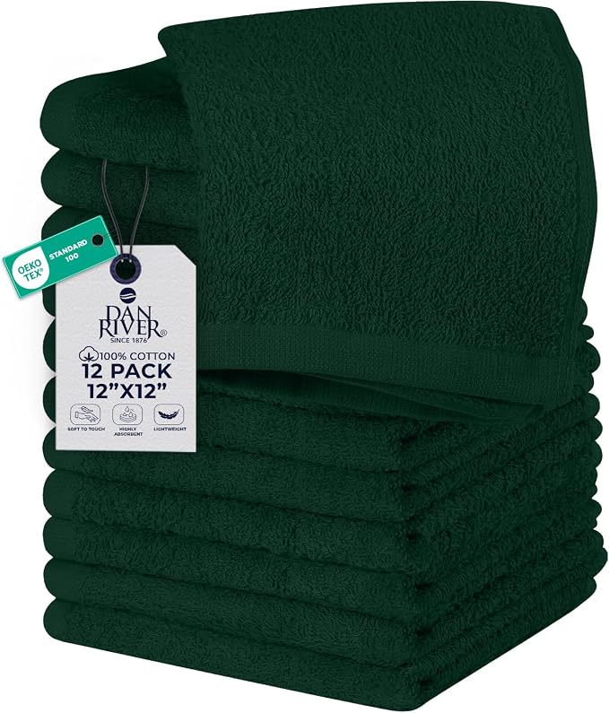 DAN RIVER 12 Pack Wash Cloths for Showering by DanRiver