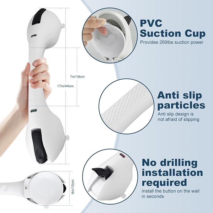 Shower Grab Bar 2 PCS Suction Grab Bars - Image 3