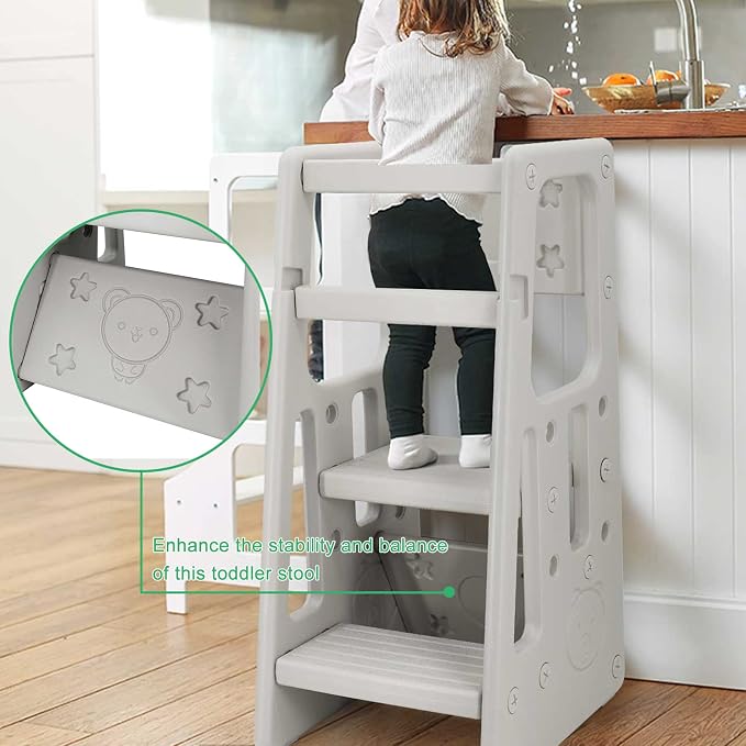 Nursery Kitchen Step Stool w/ 3 Adjustable Heights Toddler Standing Tower Kids - Image 8