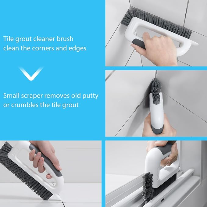 Grout Cleaning Brush, V Shape Stiff Grout Cleaner Brush - Image 6