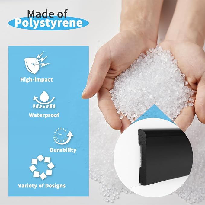 Art3d Wall Baseboard Molding Trim 8-Pack of 56 x 2.6 in., High Impact - Image 6