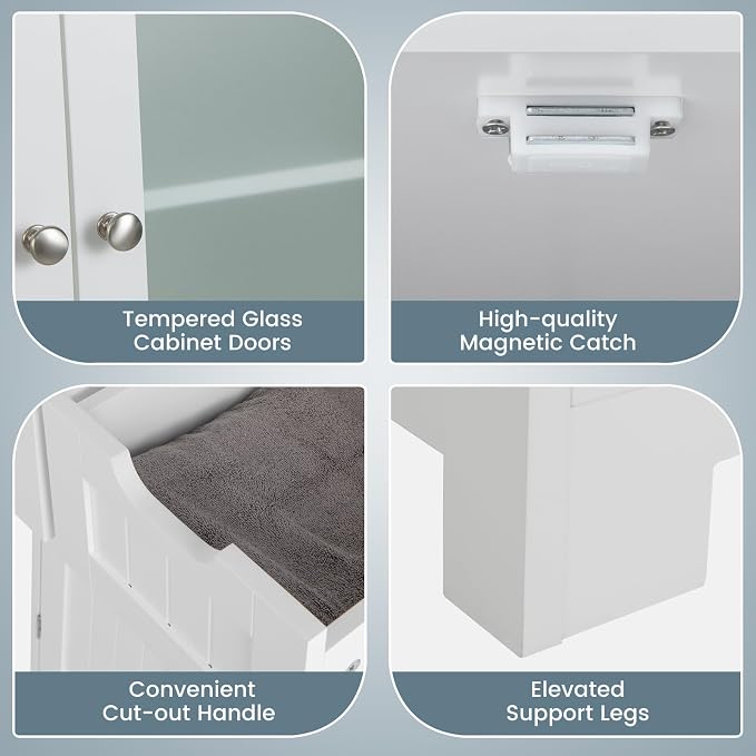 COSTWAY Tall Bathroom Storage Cabinet, Freestanding Storage Organizer - Image 6