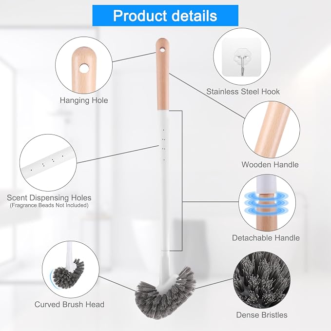 Curved Toilet Bowl Brush and Crevice Cleaning Brushes Set, Bathroom Cleaning - Image 5