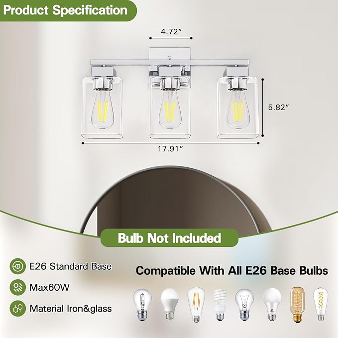 Espird Chrome Bathroom Vanity Light - Image 8