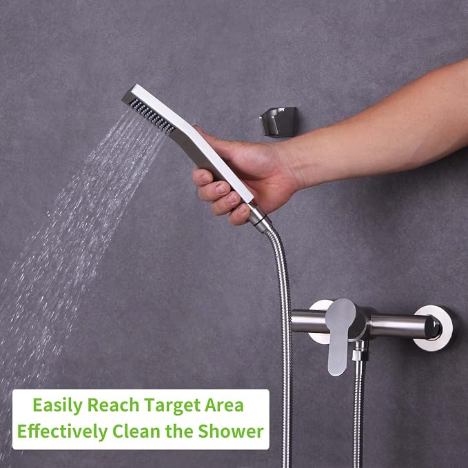 Handheld Shower Hose 79", Angle Simple Stainless Steel Flexible Shower Sprayer - Image 8