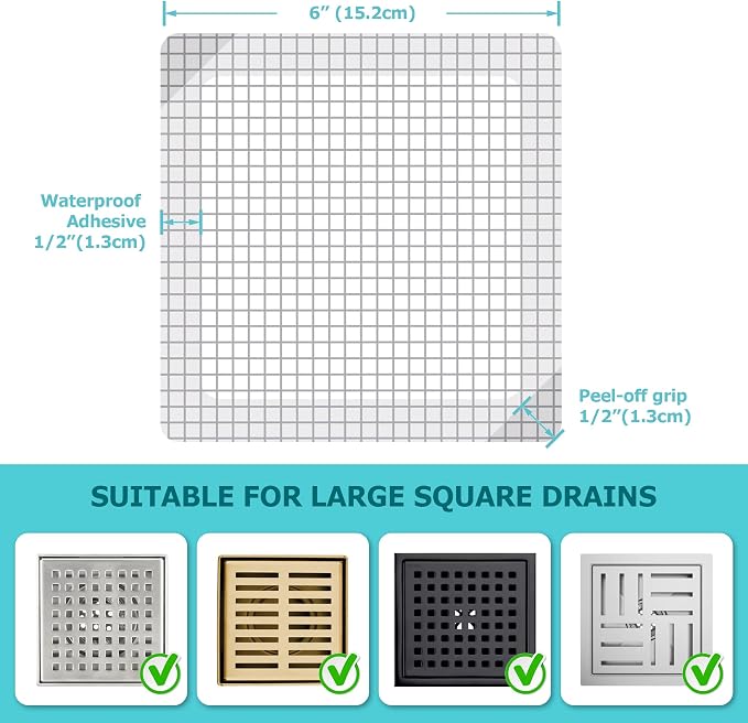 25 Pack, Disposable Shower Drain Hair Catcher Mesh Stickers, 6 inch - Image 2
