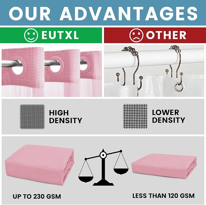 Pink Shower Curtain with Liner - Image 2
