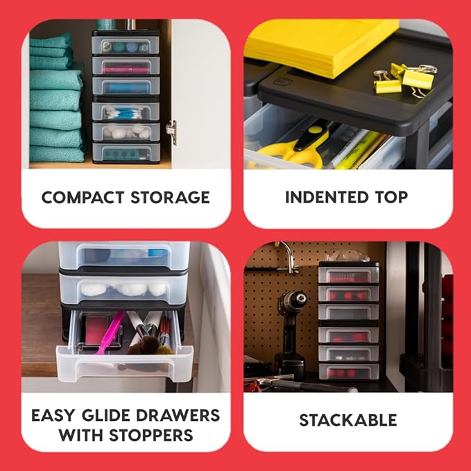 IRIS USA Small 3-Drawer Desktop Organizer, 4 Pack, - Image 5