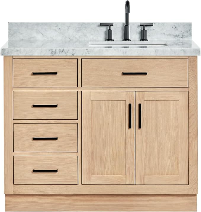 ARIEL Hepburn 43" Inch Oak Single Bathroom Vanity by Ariel