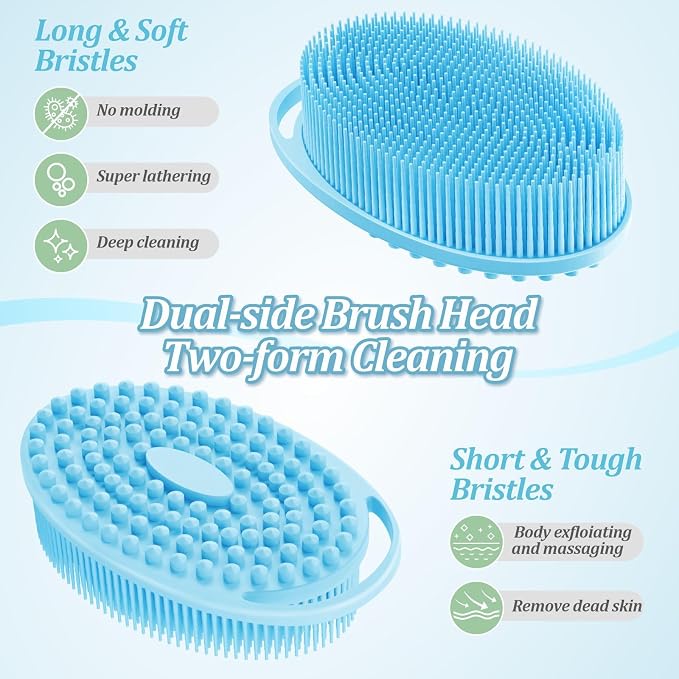 Silicone Back Body Face Scrubbers Set 4PCS, 15.35’’ Back Scrubber Soft Body - Image 4