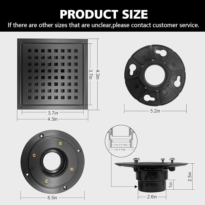 4 Inch Square Shower Drain - Image 2